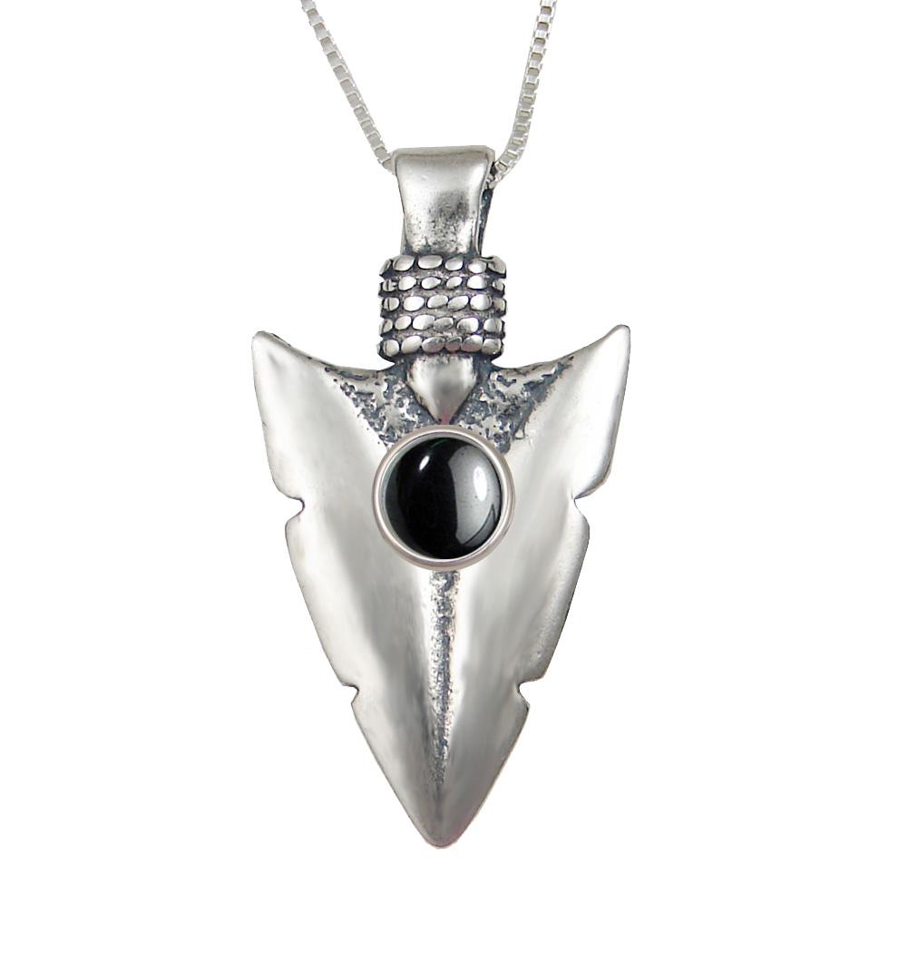 Sterling Silver Arrowhead of the Ancients Pendant With Hematite